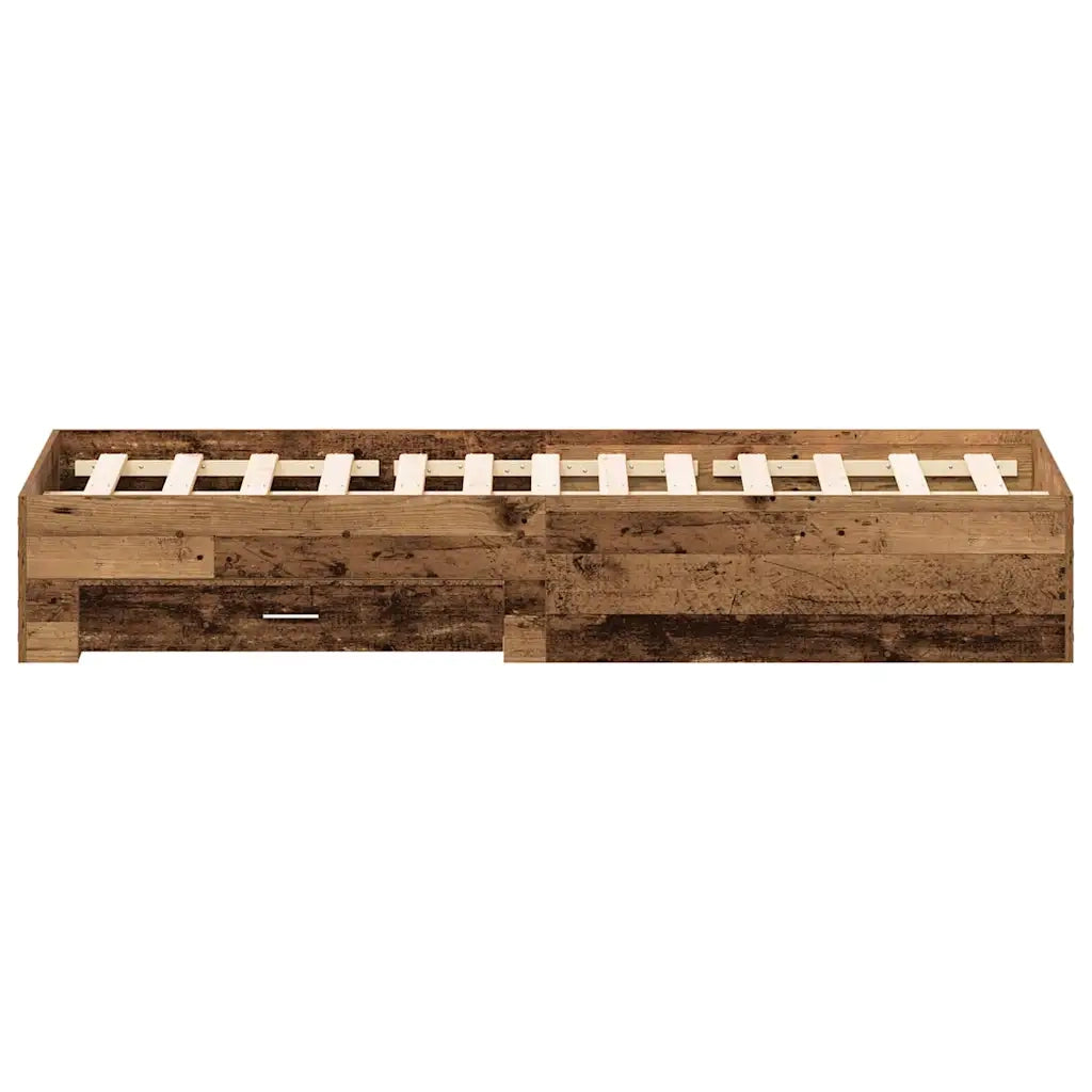 Struttura del letto con cassetto-Giroletto con contenitore-Rete del Letto Legno vecchio 135 x 190 cm