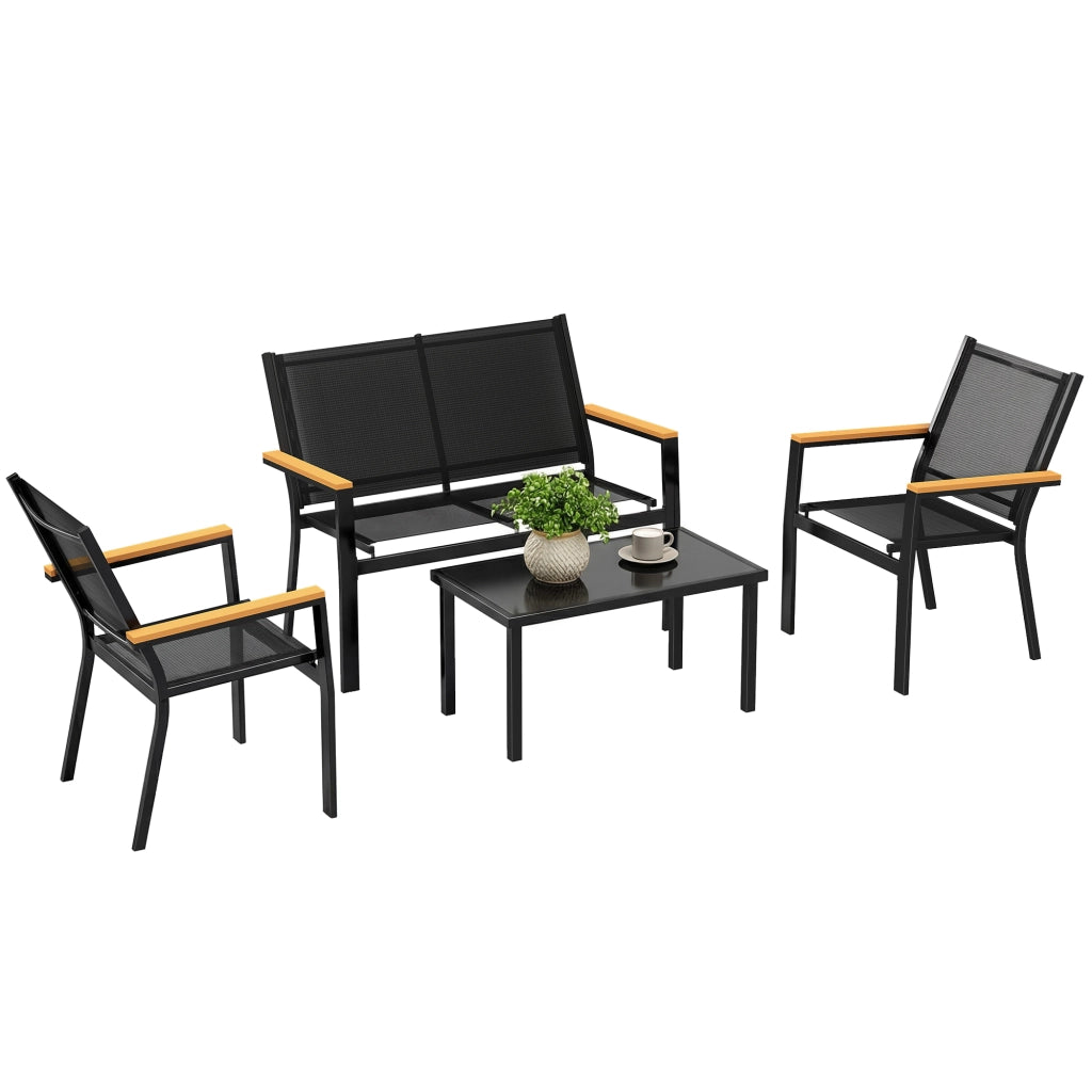 Set da giardino 4 pezzi con divano 2 posti ¨C Minimal ¨C nero