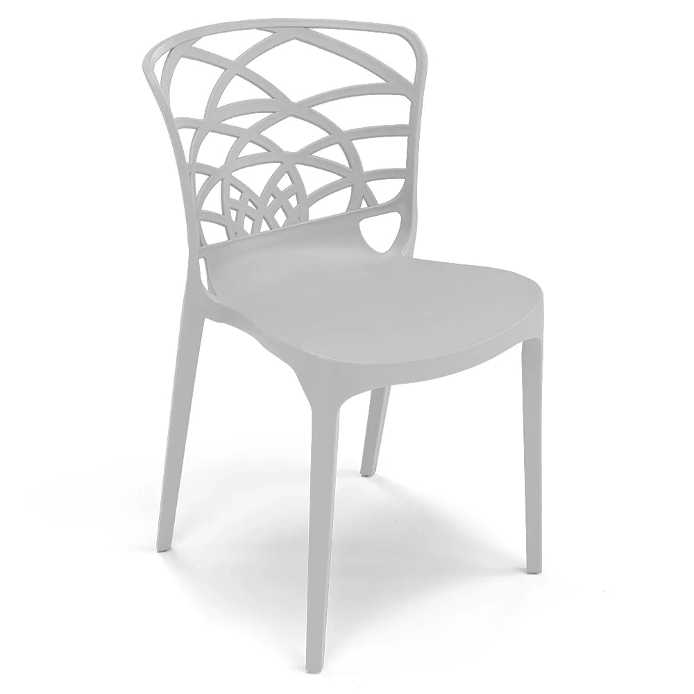 Set 4 sedie in polipropilene ARMONIA, impilabile, resistente ai raggi UV, design moderno, ideale per sala da pranzo, cucina, sala d’attesa, bar, ristoranti o giardino, colore Bianco