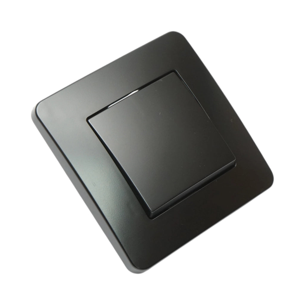 Interruttore semplice da incasso nero 220V, 10AX, PC 80x80mm