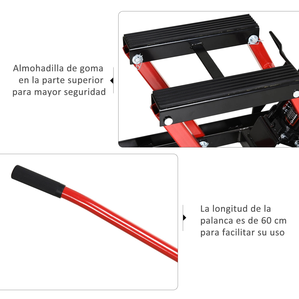 Cricco Idraulico per Motociclette ¨C Minimal ¨C 110x36x67 cm Nero e Rosso