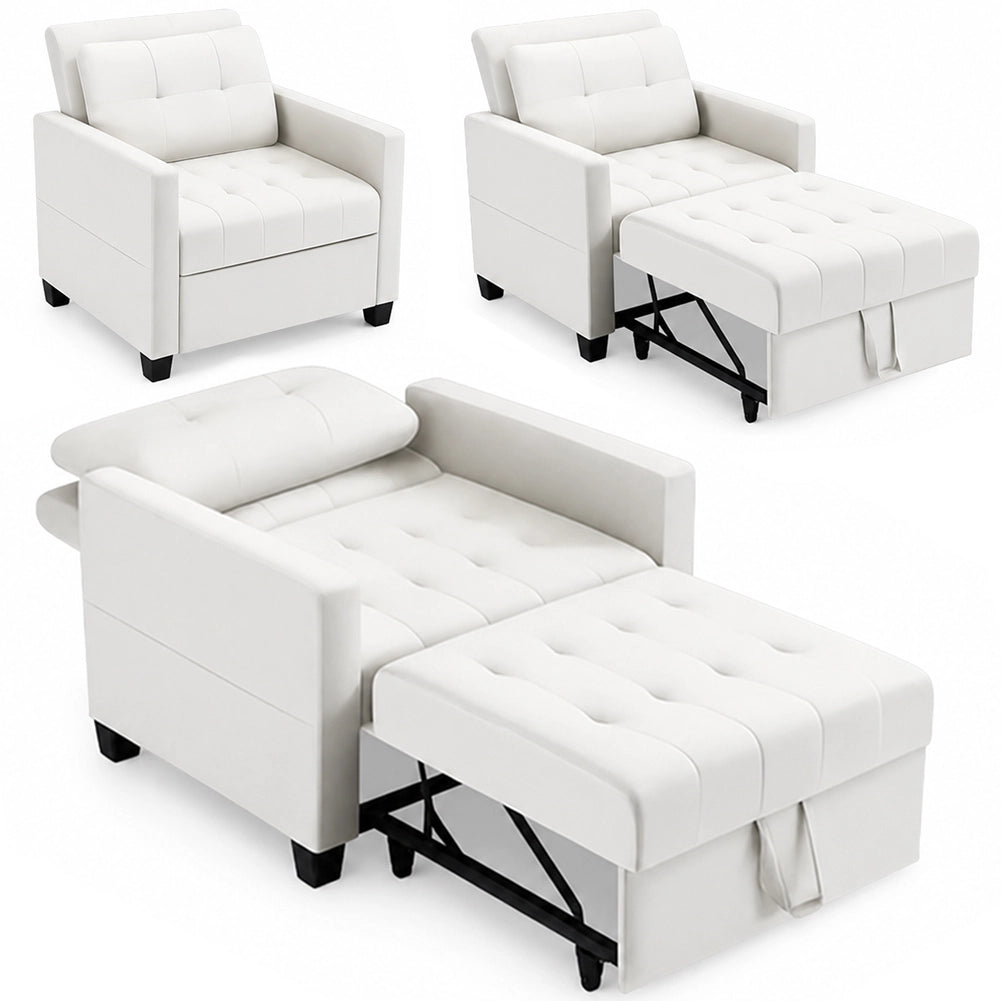 Poltrona Divano Letto Singolo Chaise Lounge Beige Seduta Imbottita Ergonomica