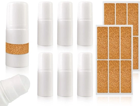 Set di flaconi rotanti in plastica leggera 6 pezzi - contenitore per aromaterapia - flacone 50 ml - inclusi adesivi - set di flaconi rotanti