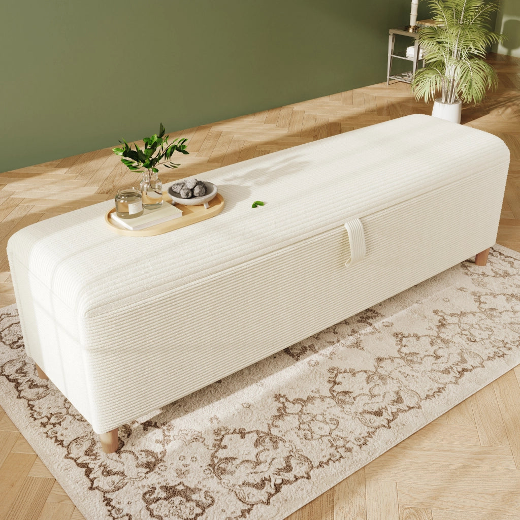Panca Contenitore Imbottita ¨C MINIMAL ¨C Beige, 145x38 cm