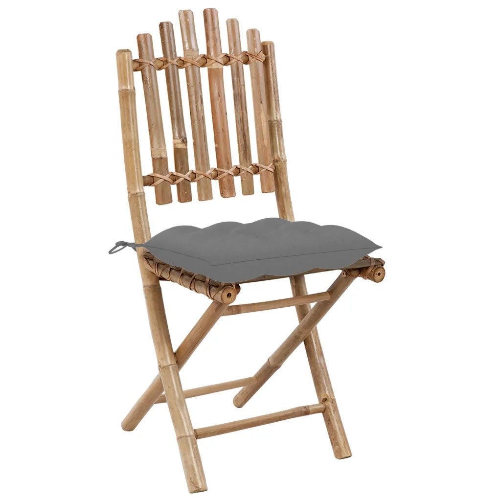 Set da Pranzo da Giardino 5 pz Pieghevole con Cuscini in Bambù 3063976