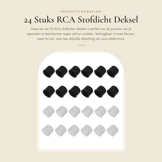 24 pezzi di coperture in silicone stoffa impermeabile per coperchi RCA (Bianco/Nero)