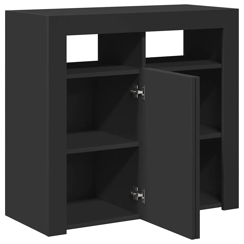 Credenza con Luci LED Nera 80x35x75 cm