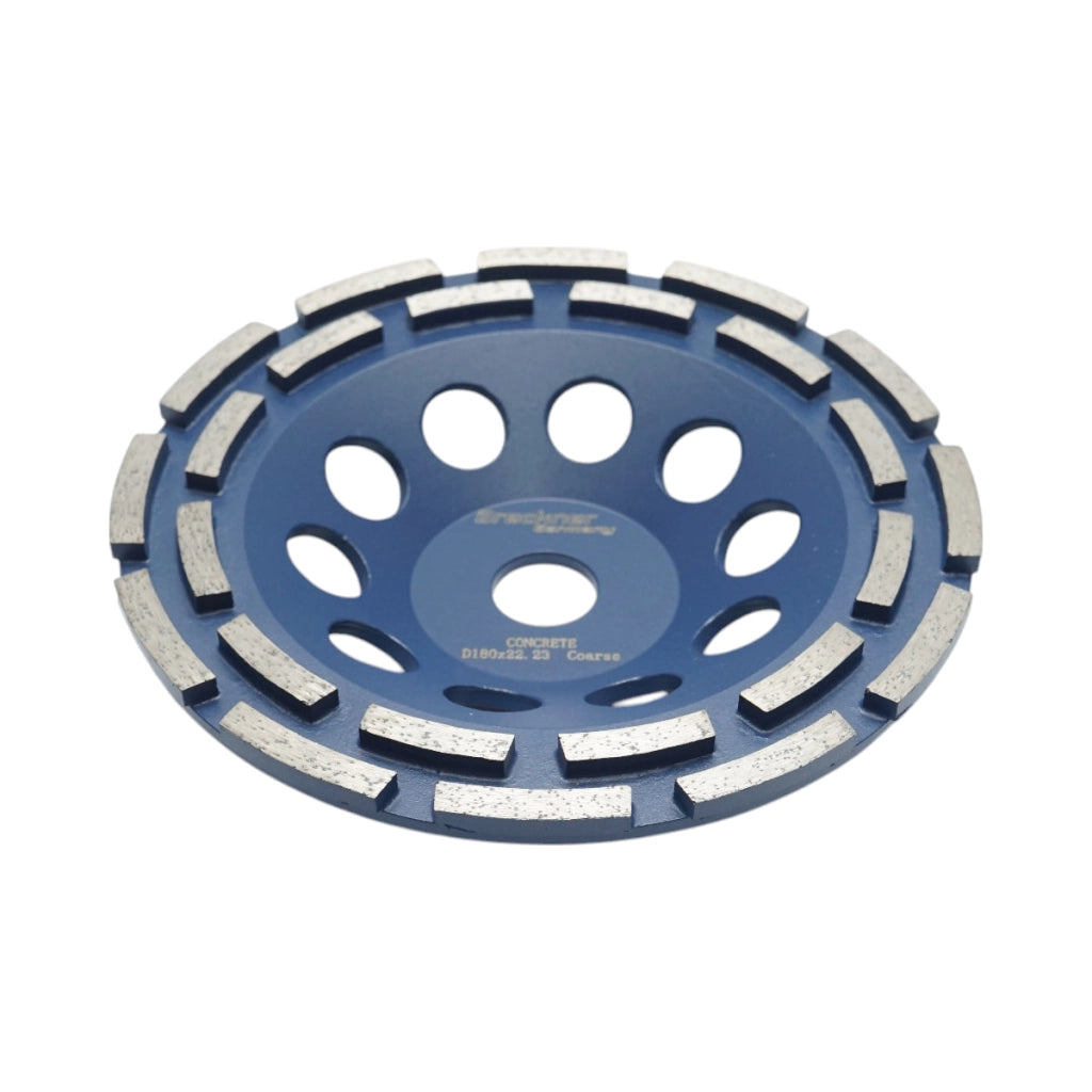 Disco diamantato a tazza segmentato 180x22,23, doppia fila grosso, CONCRETE standard per la levigatura di calcestruzzo, pietra, mosaico Breckner Germany