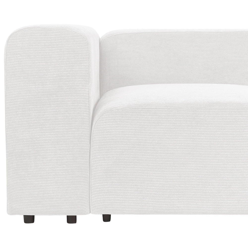 Divano componibile a 2 posti rivestito con velluto bianco stile moderno