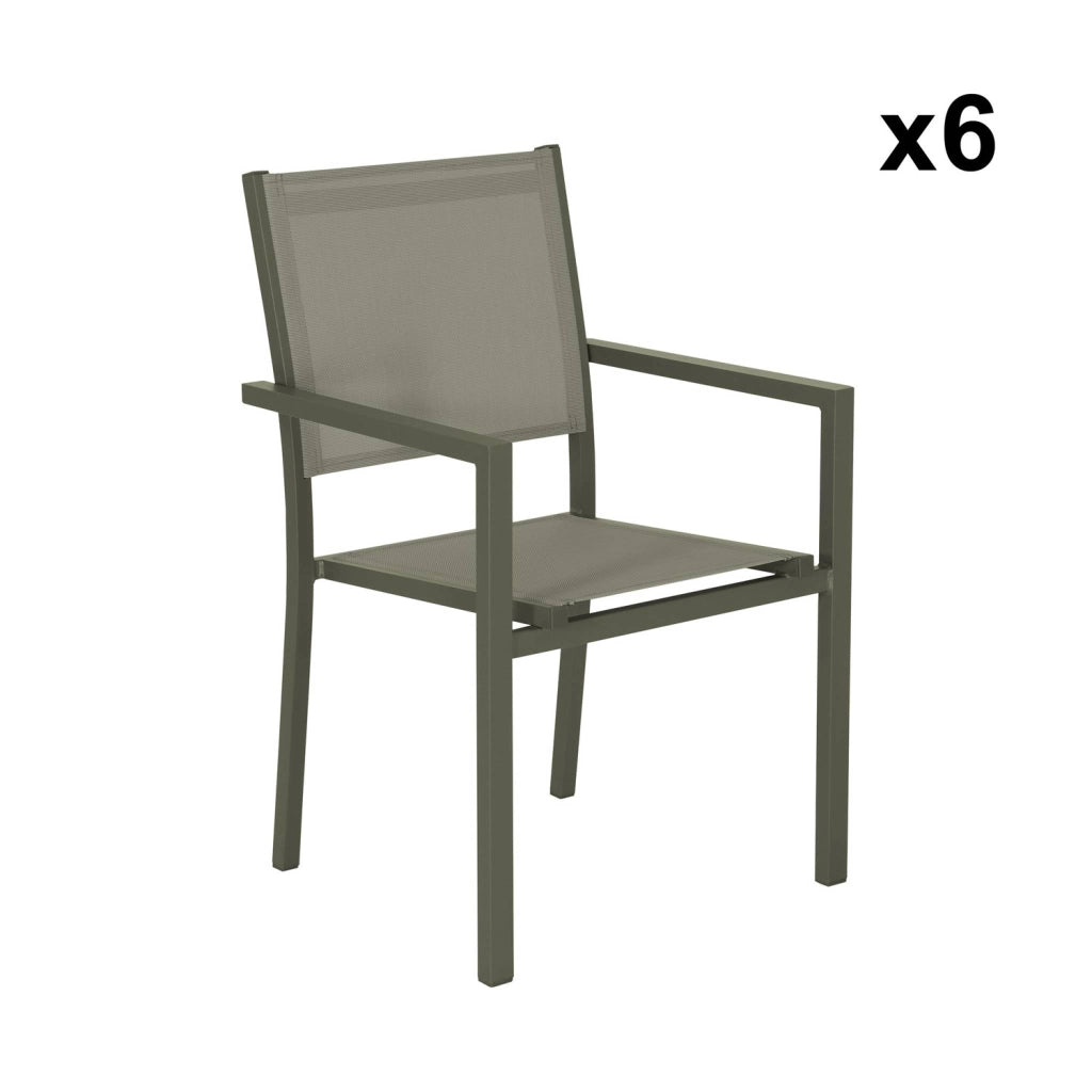 Set tavolo da giardino in alluminio e textilene con 6 sedie, verde