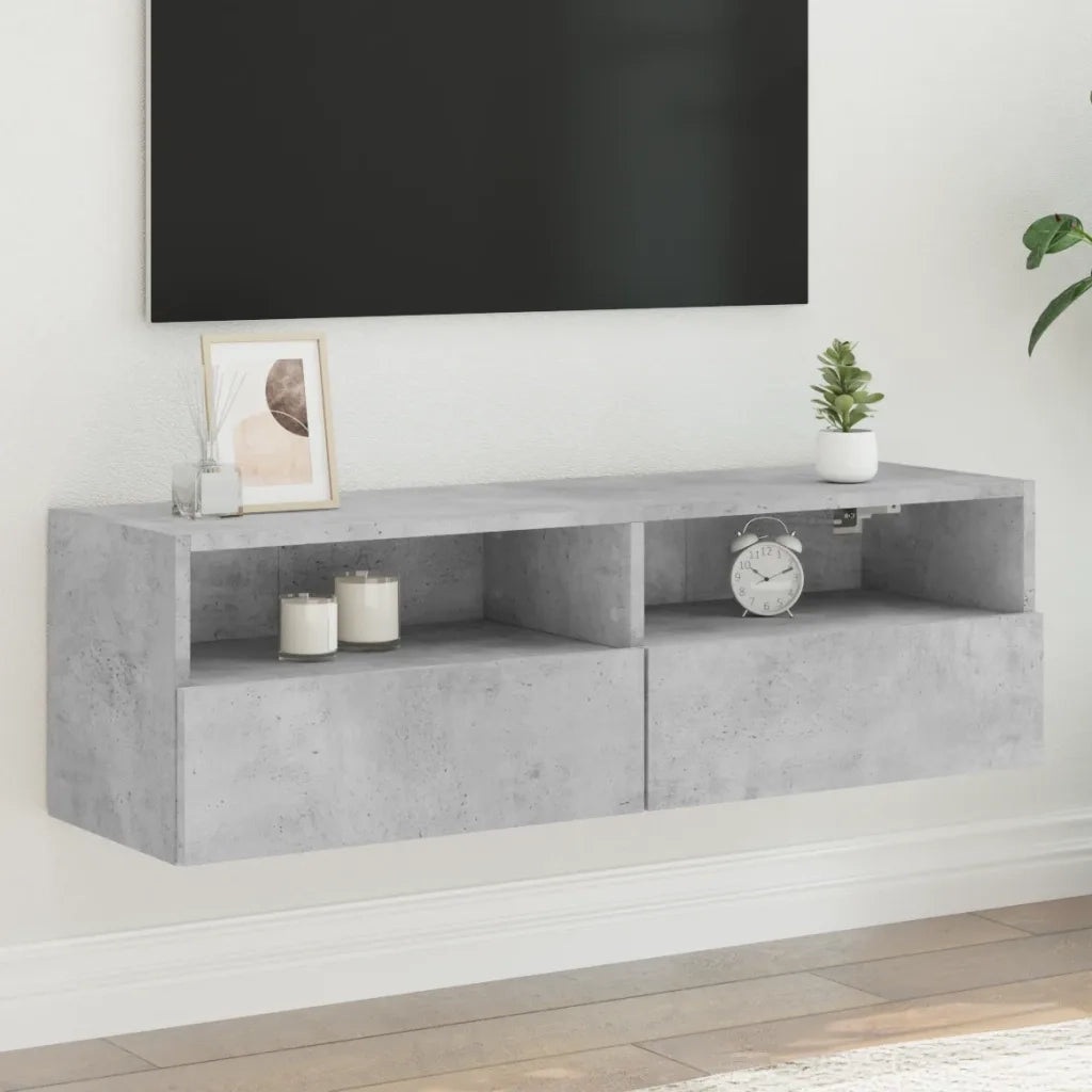 Mobile TV a Parete | Armadietto TV | Mobile Porta TV Grigio Cemento 100x30x30cm Legno Multistrato
