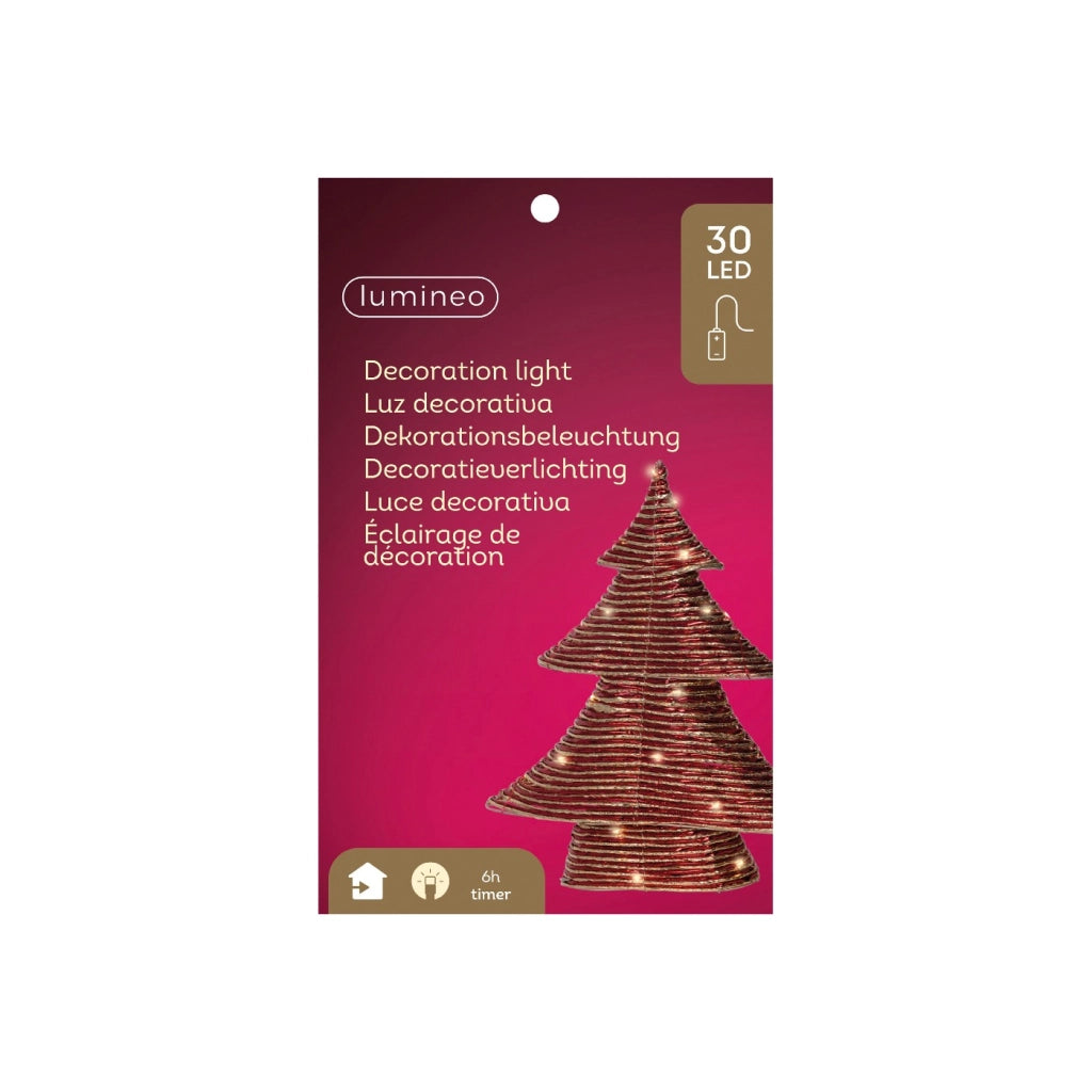 Albero carta rosso c/LED 10x34x40H