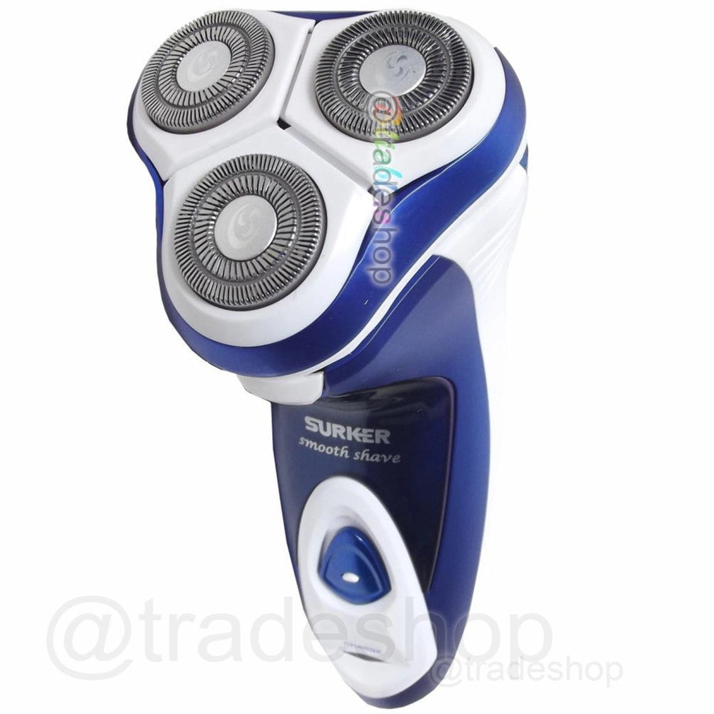 Trade Shop - Rasoio Elettrico Ricaricabile Viso Barba Baffi Regolazione Peli 3 Testine -