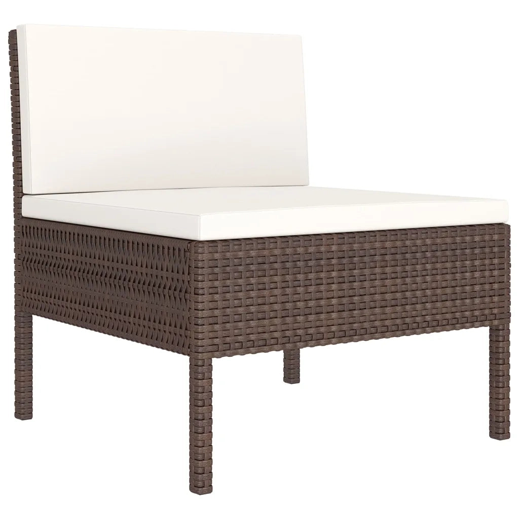 Set Divani da Giardino 6 pz con Cuscini in Polyrattan Marrone 3094371