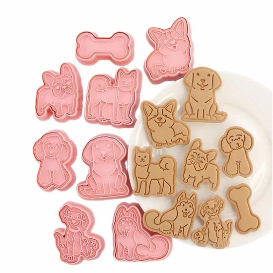 Biscotti per decorazione, 8 pezzi, per uso DIY, feste e pasticceria (cani)