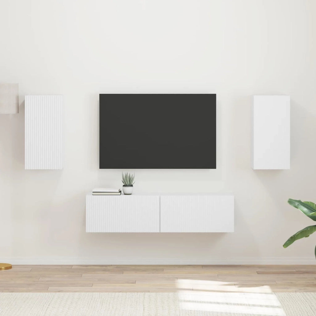 Set mobile TV 4 pcs Bianco Legno multistrato 3409150