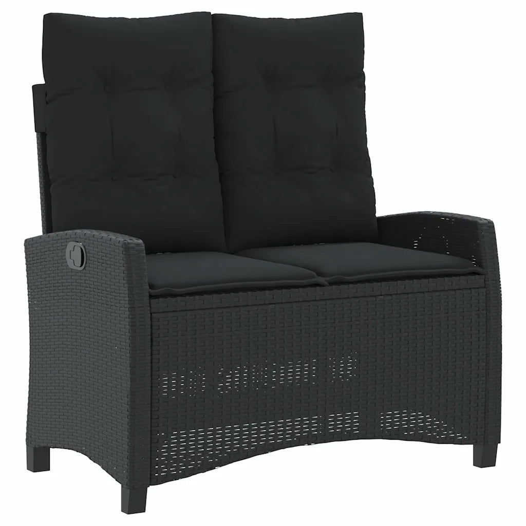 Set da Pranzo da Giardino 2 pz con Cuscini Nero in Polyrattan 3277394