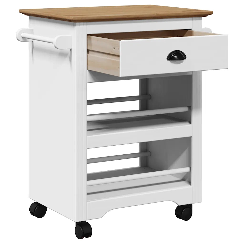 Carrello da Cucina BODO Bianco e Marrone 67,5x45x80 cm 4016879
