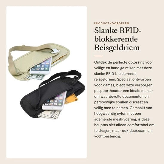 Cintura RFID bloccante per donna - Cintura RFID bloccante per uomo - Cintura RFID per bambino - Cintura RFID per attività all'aperto - Cintura RFID leggera - Dimensioni 26 x 13 cm - Cintura RFID per protezione della borsa