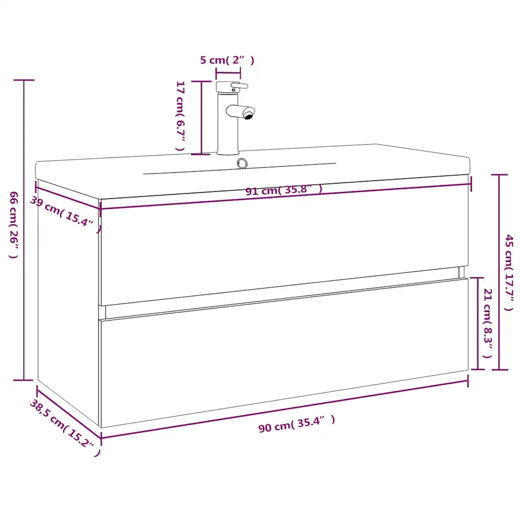 Mobile Bagno e Lavabo Integrato Grigio Sonoma Legno Multistrato 3152883