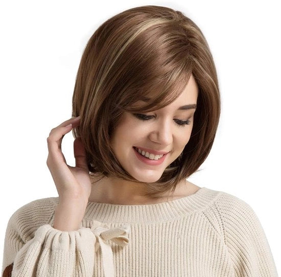 Pruik Termoresistente - Capelli Sintetici - Faccia Donna Corta - Prugola di Costume - Aspetto Naturale - Confortevole Adattamento - Pezzo di Capelli