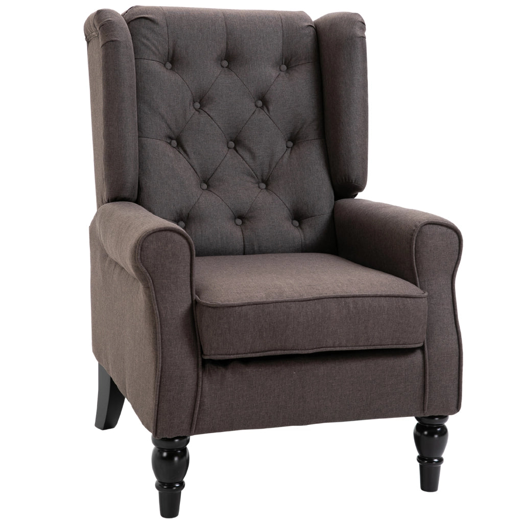 Poltrona Relax con Braccioli e Cuscini ¨C Zephmum ¨C Marrone, Tessuto, Legno