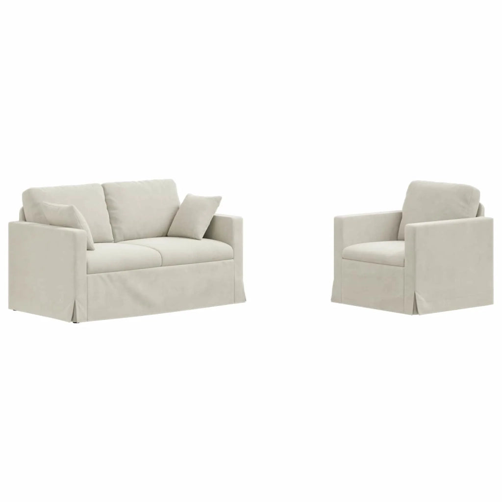 Set di divani 2 pcs Crema 138 x 78 x 80 cm Velluto 3407514