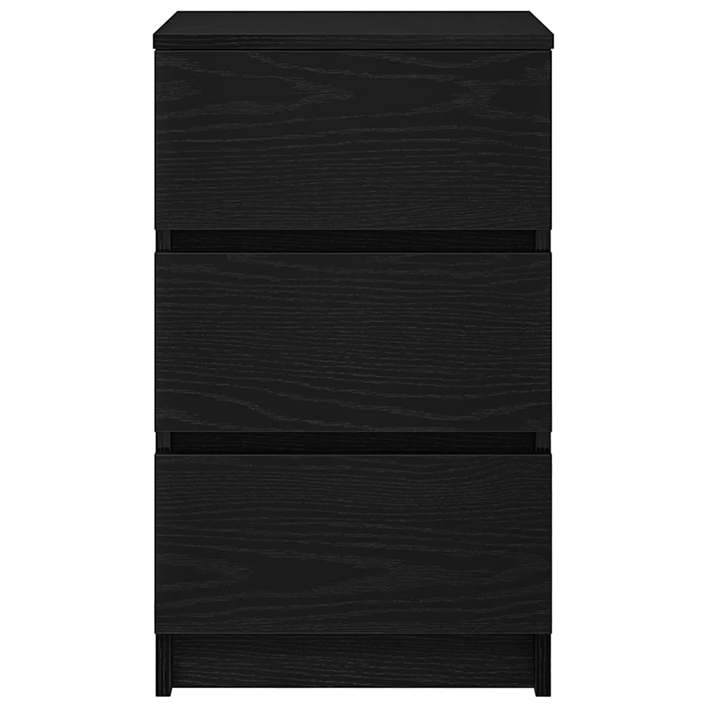 Set di 2 Comodini | Armadio da Notte | Mobiletto da notte con 3 Cassetti Nero 39x35x65 cm
