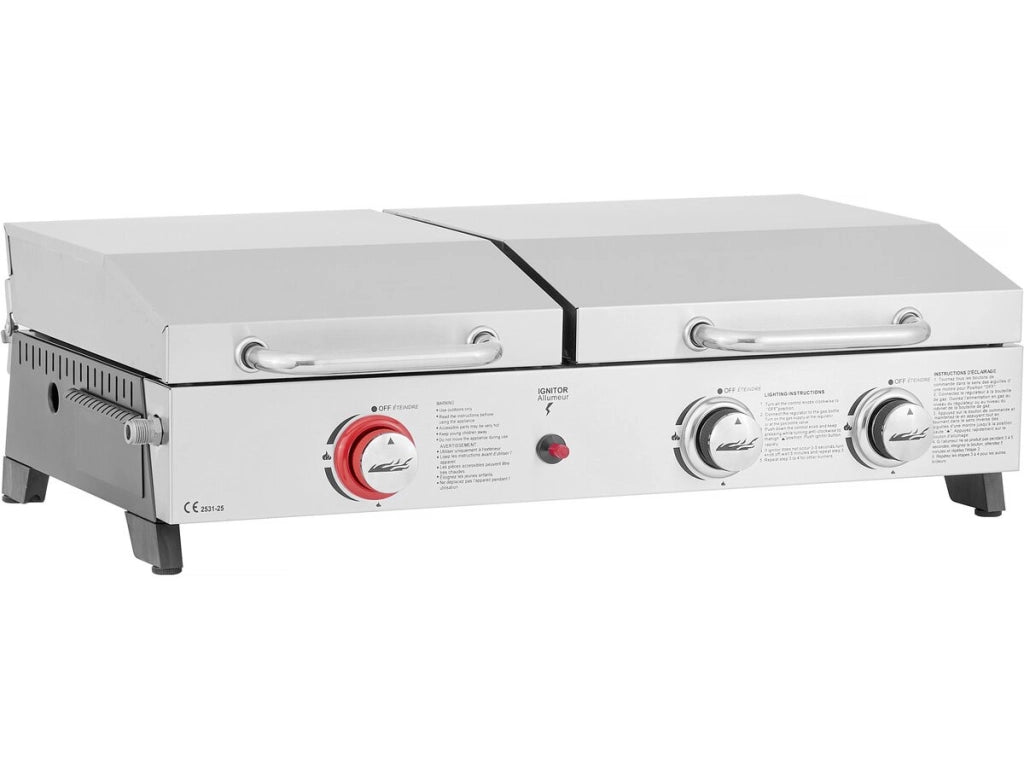 Plancha e grill a gas "Flamo" - 3 bruciatori - Grigio