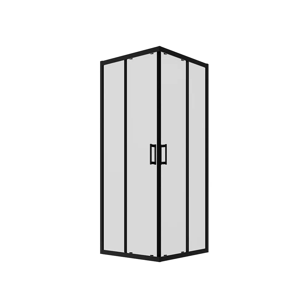 Box doccia 75x75 cm angolare doppio scorrevole profili neri vetro trasparente | Java