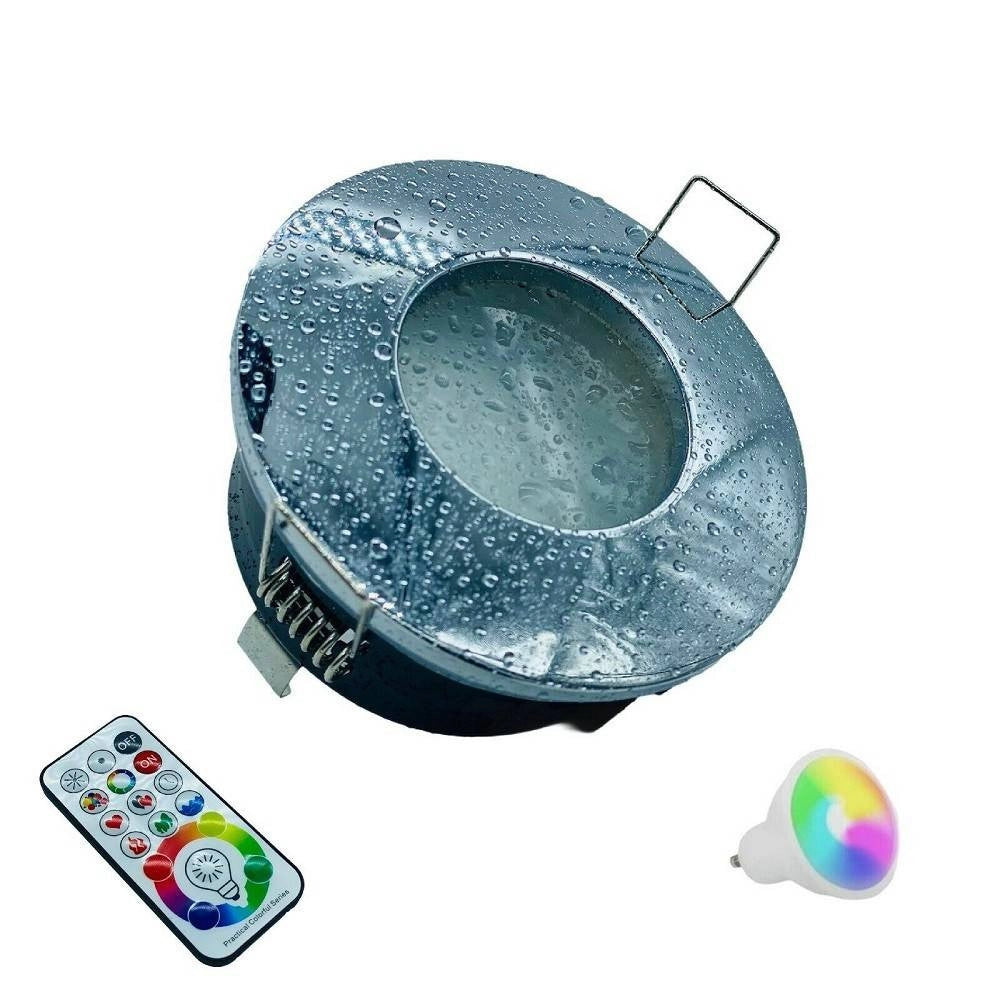 Trade Shop - Faretto A Led Da Incasso Per Bagno Box Doccia Lampada Rgbw 10w Gu10 Cromoterapia -