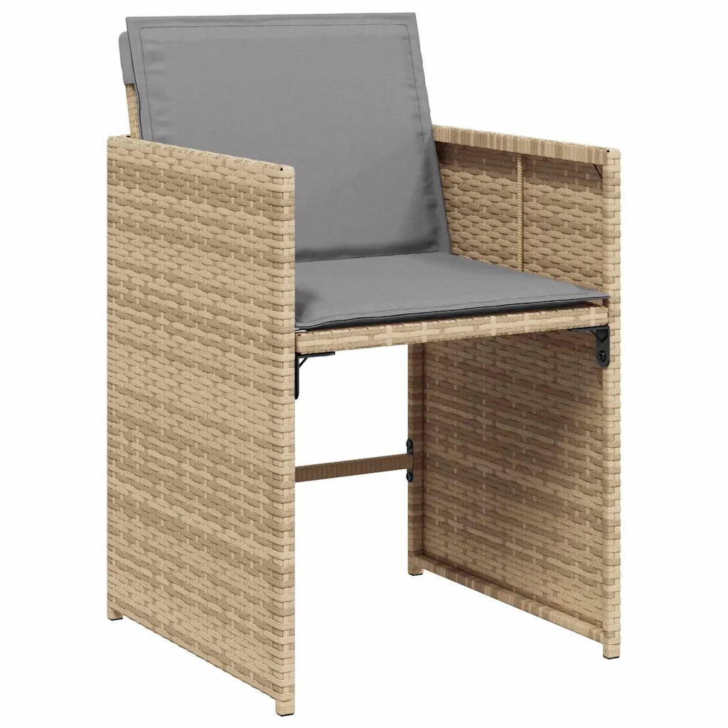 Set da Pranzo per Giardino 5 pcs Beige polyrattan