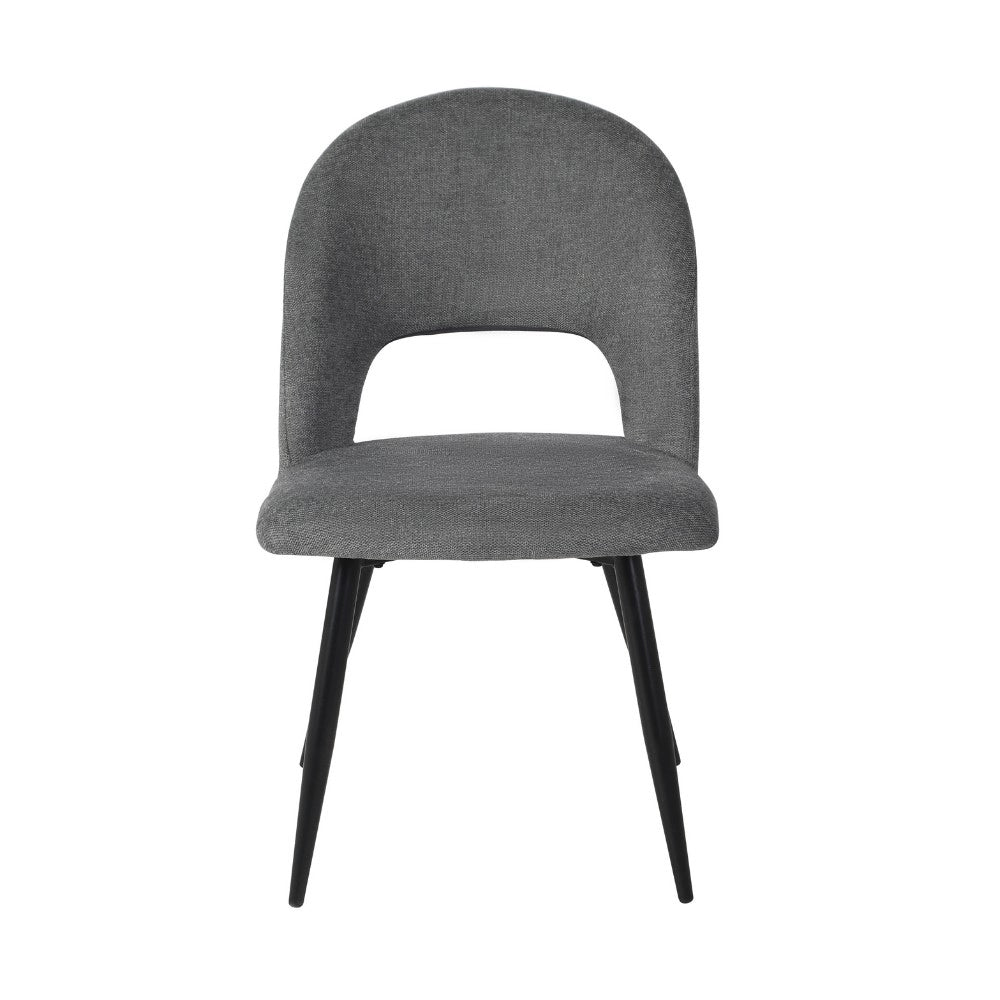 Set 2 Sedia in tessuto grigio e gambe nere Lunetta