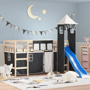Tende per Letto a Soppalco con Torre Bianco e Nero Poliestere 835922