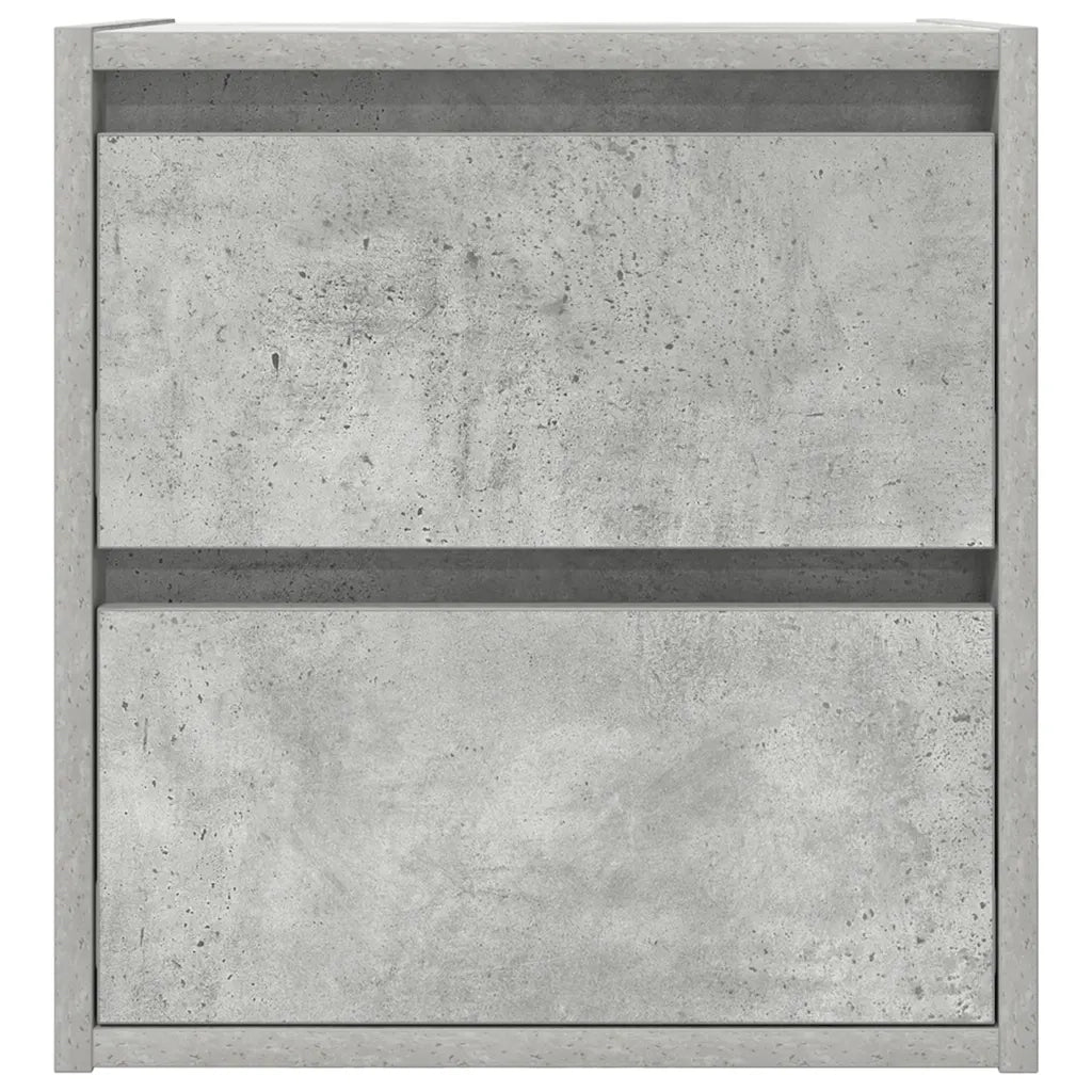 Set di 2 Comodini | Armadio da Notte | Mobiletto da notte a Muro Grigio Cemento 38x34x40 cm