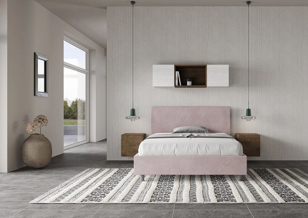 Letto Matrimoniale 160x210 cm con Rete e Contenitore Adele Glicine