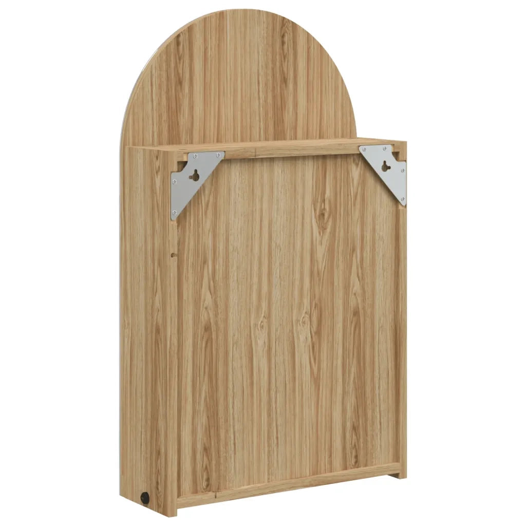 Armadietto Bagno con Specchio e LED ad Arco Rovere 42x13x70 cm 357976