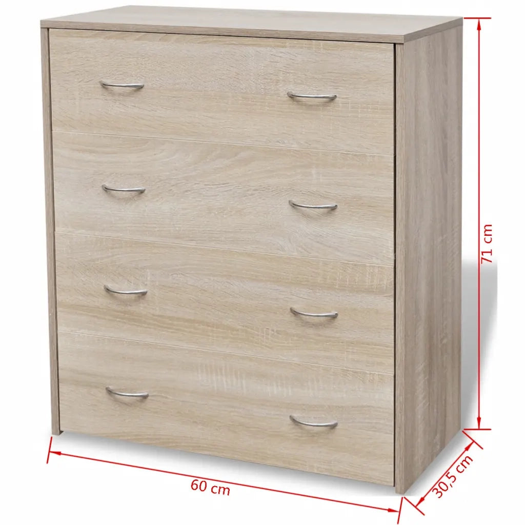Credenza con 4 Cassetti 60x30,5x71 cm Colore Rovere 242544