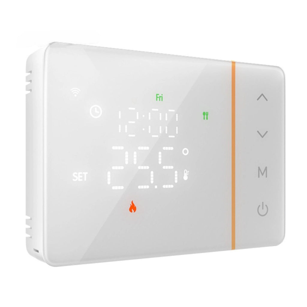 Termostato WIFI 503 Con Batteria, Per Caldaia a Gas Boiler, APP TUYA Smart Life, Quadrata Montaggio da Esterno Oppure Incasso Scatola 503 (Bianco)