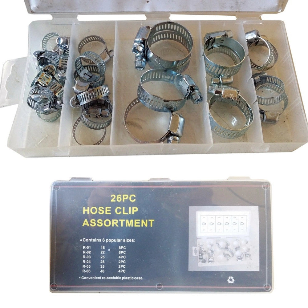 Trade Shop - Set 26 Pezzi Fascette Stringitubo In Acciaio Assortimento Tubi Tubo Morsetti -