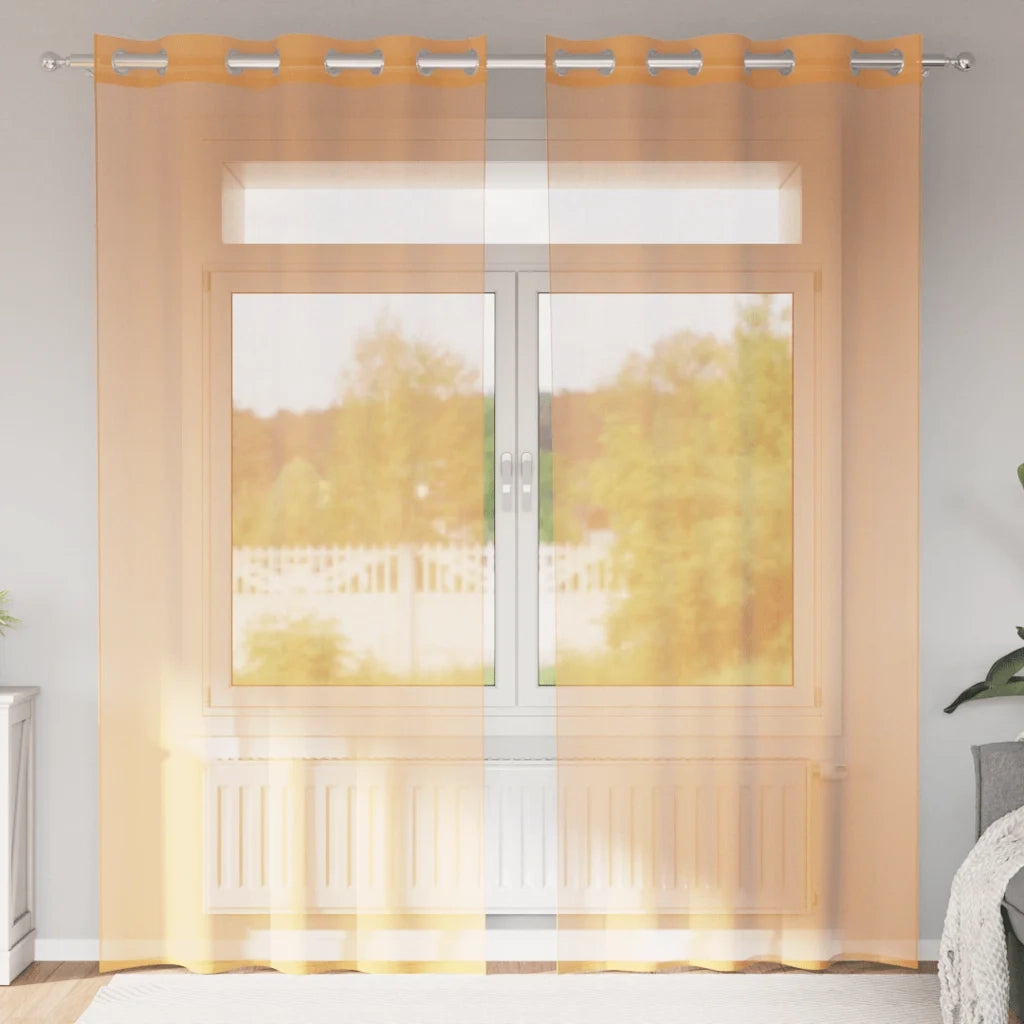 Tende in Voile con Occhielli 2 pz Arancio 140x225 cm