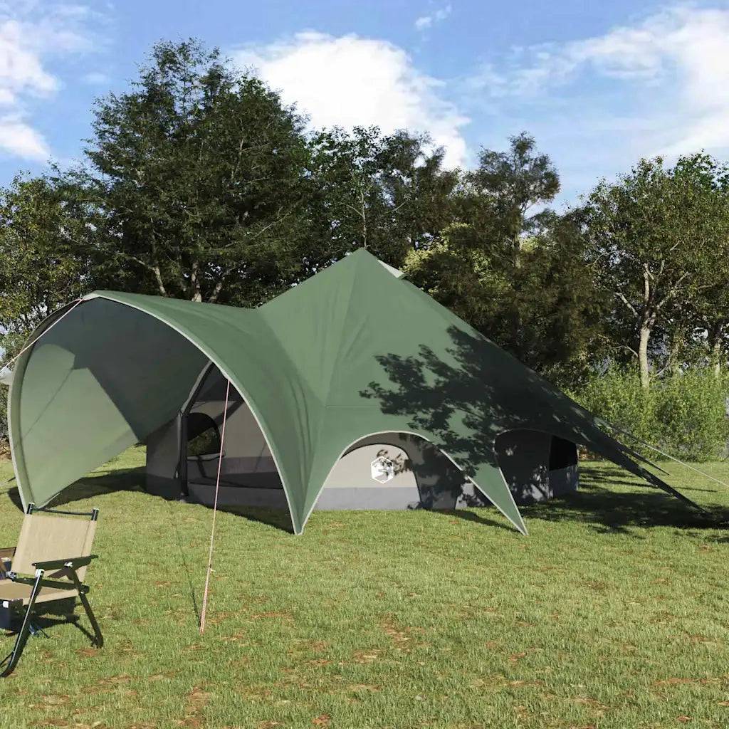 Tenda Teepee per 7 Persone Verde e Grigio 600 x 600 x 347 cm