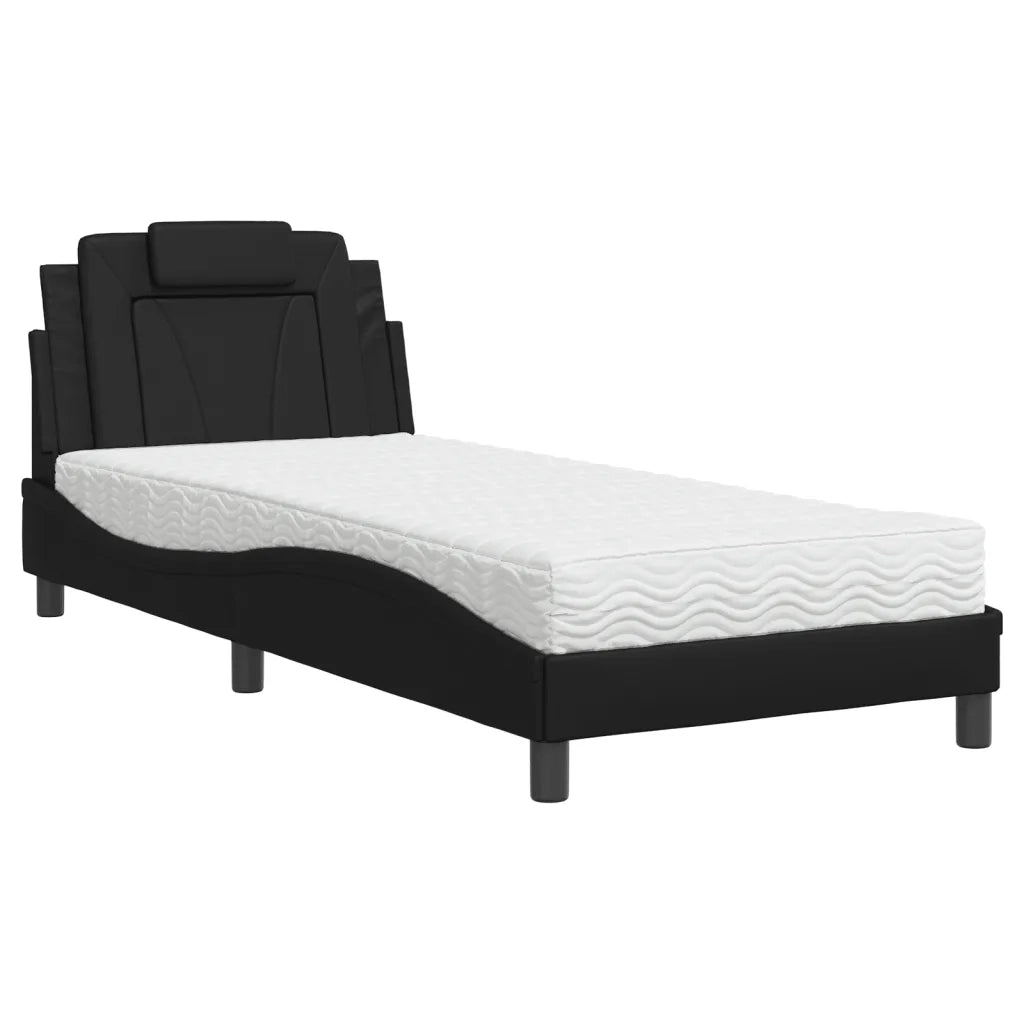 Letto Viana con Materasso Nero 90x190 cm in Similpelle