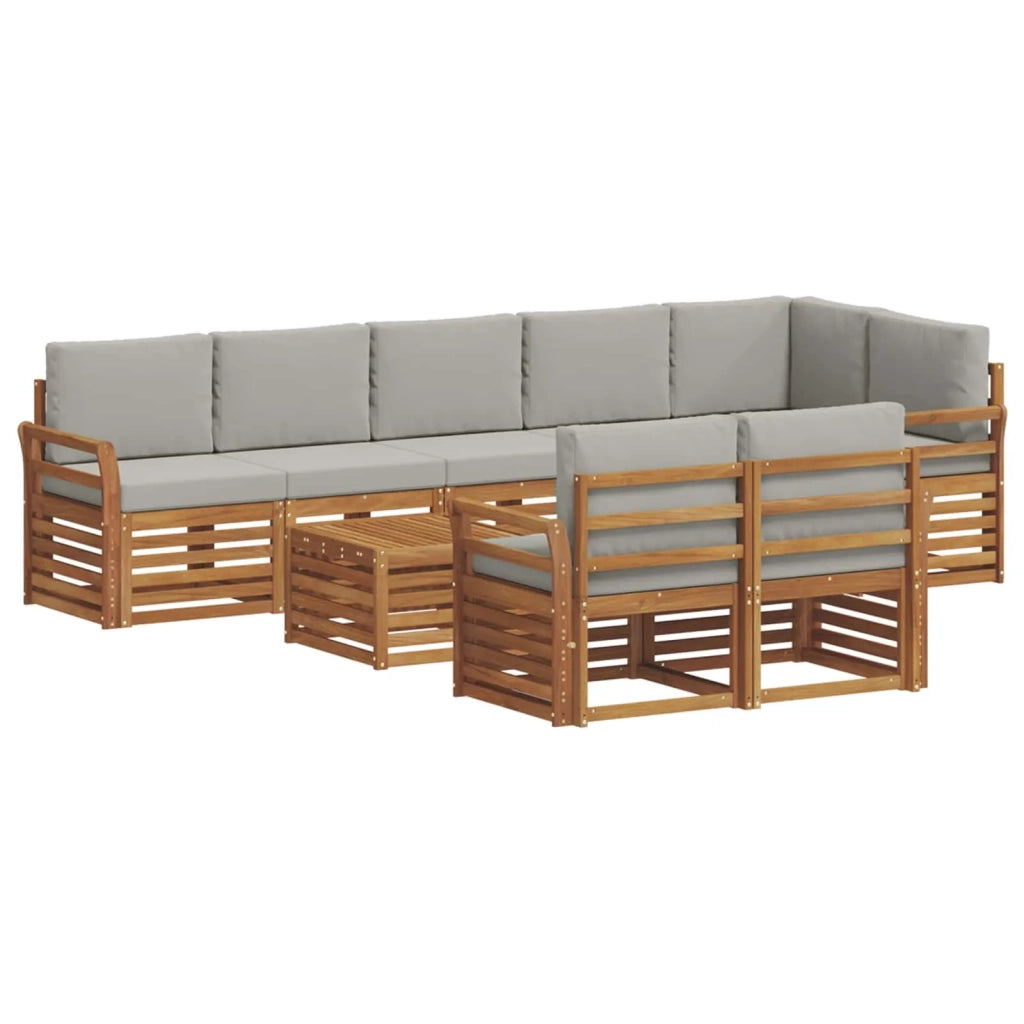 Set divani con cuscino 9 pcs Grigio Naturale e Chiaro 3375051