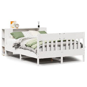 Letto matrimoniale | Letto per adulti | Letto Libreria senza Materasso Bianco 140x190 cm Legno di Pino