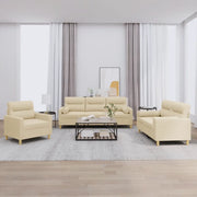 Set Divani 3 pz con Cuscini Crema in Tessuto