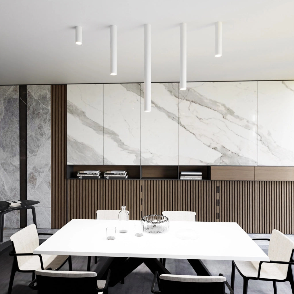 Plafoniera Moderna Faretto Marduk 1 Luce Acciaio Bianco 45 Cm
