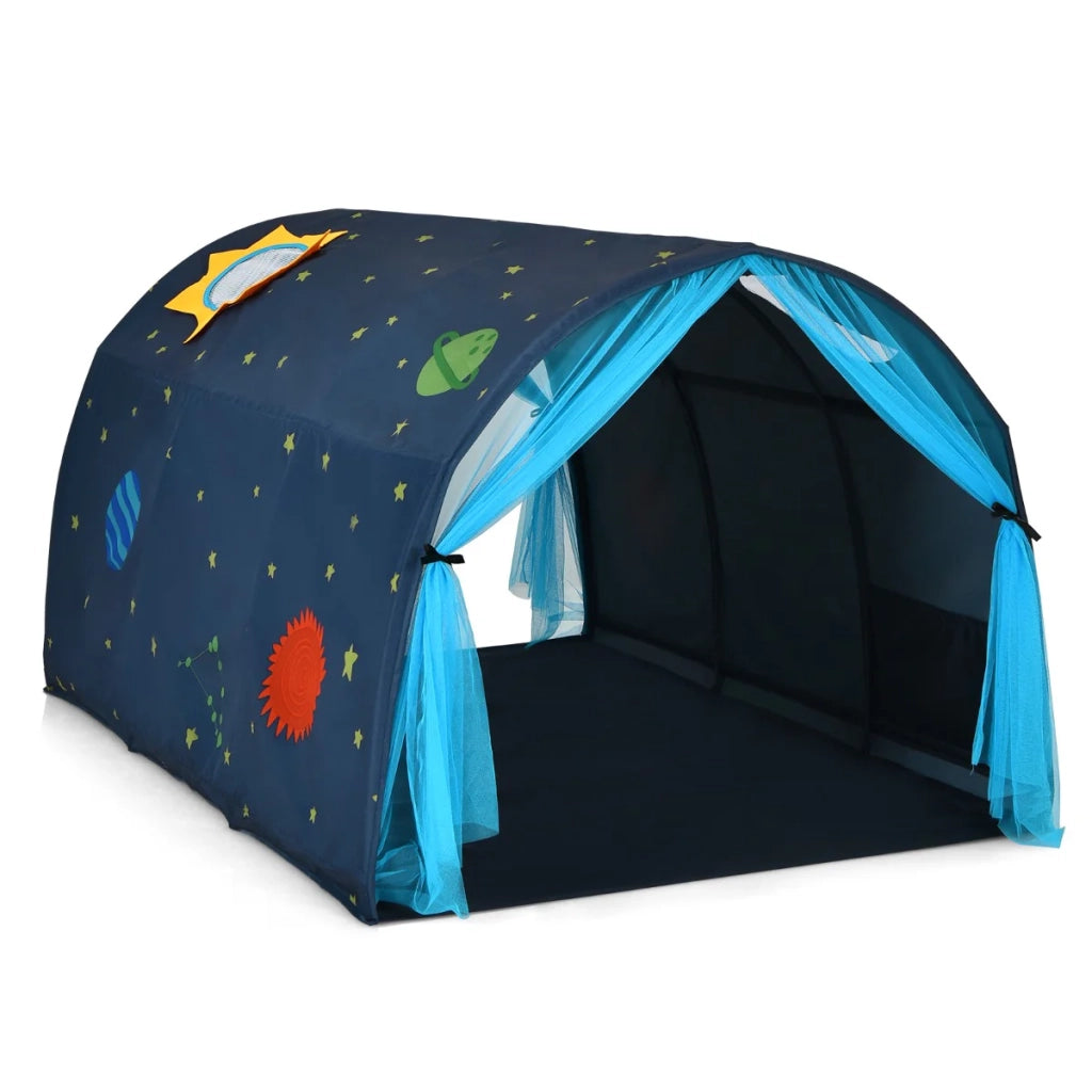 Tenda da gioco per bambini 144 x 102 x 82 cm area giochi versatile atmosfera accogliente tessuto blu pesca 20_0014318