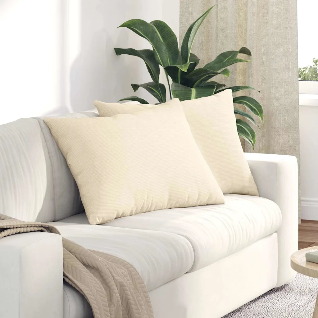 Cuscini da Divano 2 pcs Crema 70 x 50 cm Tessuto in Cords 42013776