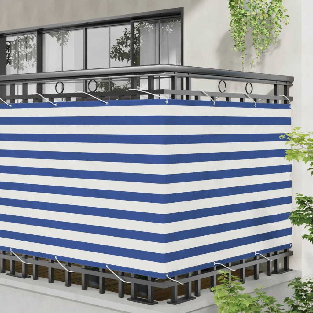 Schermo da balcone-Pannello per balcone Blu e Bianco 110 x 400 cm Tessuto Oxford
